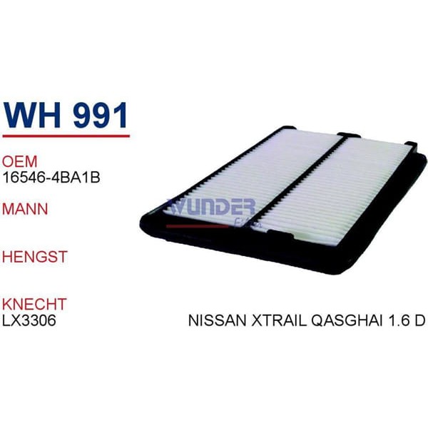 WUNDER WH991 Hava Filtresi Qashqai 1,6DCI 14- C25040 Fn0227 