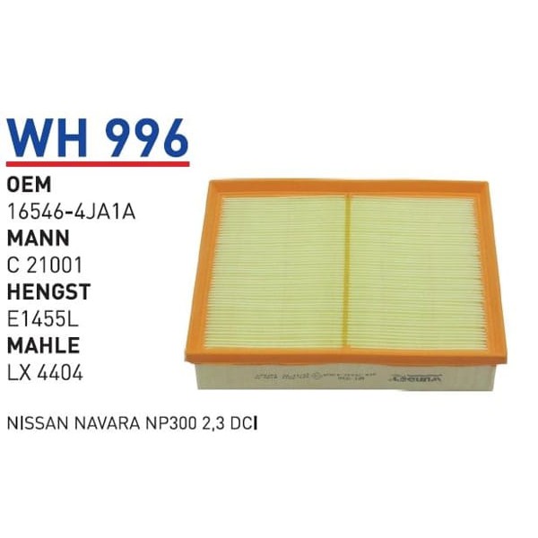 WUNDER WH996 Hava Filtresi Nissan Navara Np300 2,3 Dci