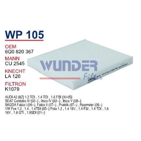 WUNDER WP105 Polen Filtresi Polo 01- Cu2545 Fn8303