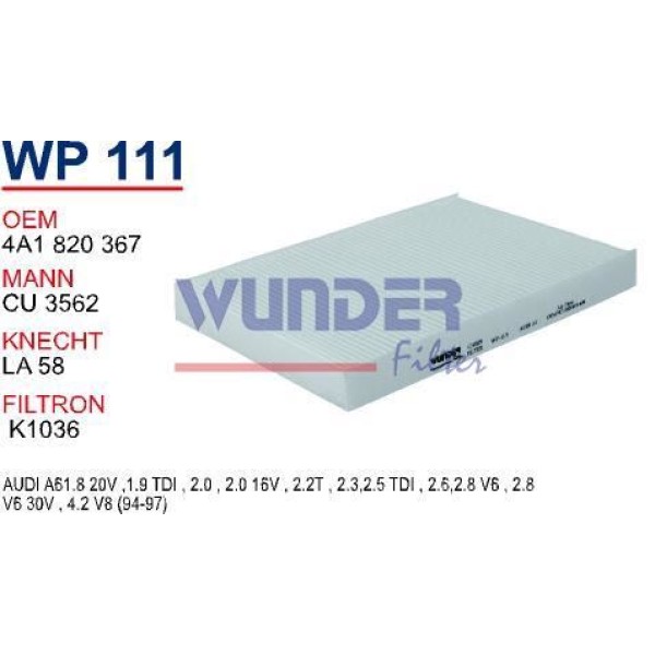 WUNDER WP111 Polen Filtresi Audi A6 94-97 