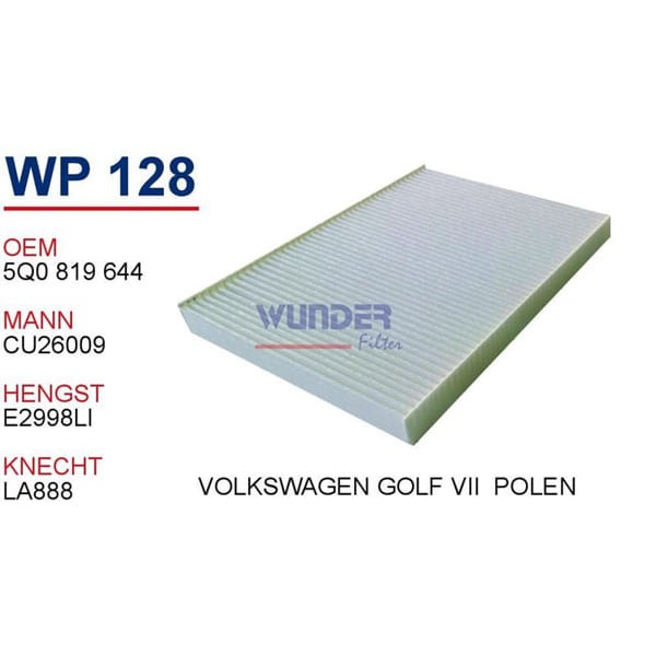 WUNDER WP128 Polen Filtresi Golf Vıı Cu26009 Fn8311 