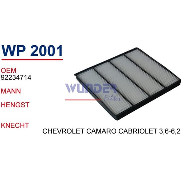 WUNDER WP2001 Polen Filtresi Chevrolet Camaro Cabriolet 3,6-6,2 