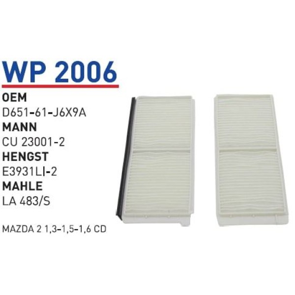 WUNDER WP2006 Polen Filtresi Mazda 2 1,3-1,5-1,6 Cd 