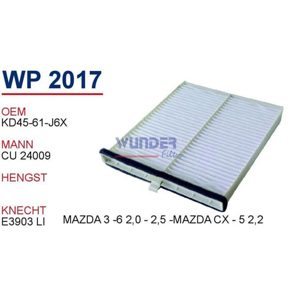WUNDER WP2017 Polen Filtresi Mazda 3 -6 2,0 - 2,5 -Mazda Cx - 5 2,2