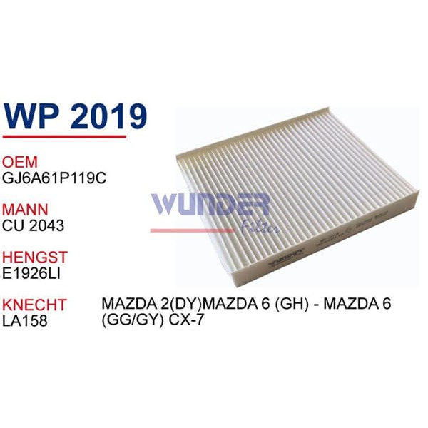 WUNDER WP2019 Polen Filtresi Mazda 2(Dy)Mazda 6 (Gh) - Mazda 6 (Gg/Gy) Cx-7