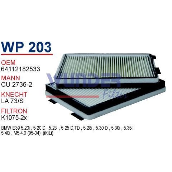 WUNDER WP203 Polen Filtresi Bmw 5 Serie E39 (İkili) 