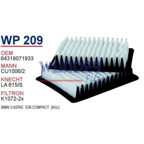 WUNDER WP209 Polen Filtresi Bmw 3 Serie E46 Compact (İkili) 