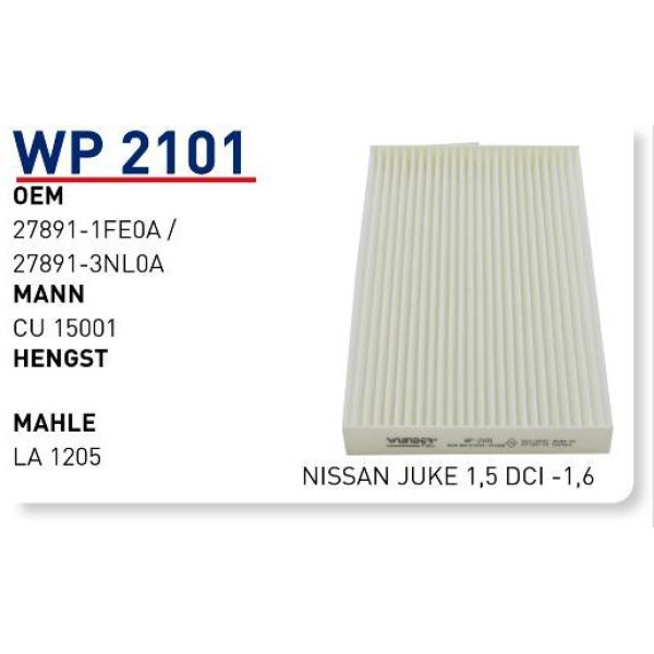 WUNDER WP2101 Polen Filtresi Nissan Juke 1,5 Dci -1,6