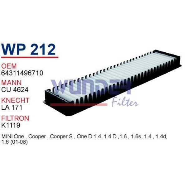WUNDER WP212 Polen Filtresi Mini Cooper - Mini One