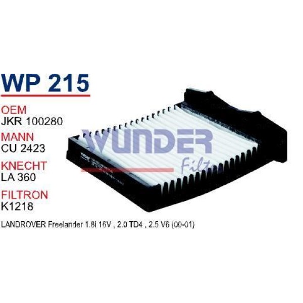 WUNDER WP215 Polen Filtresi Land Rover Freelander (Pptv20) 