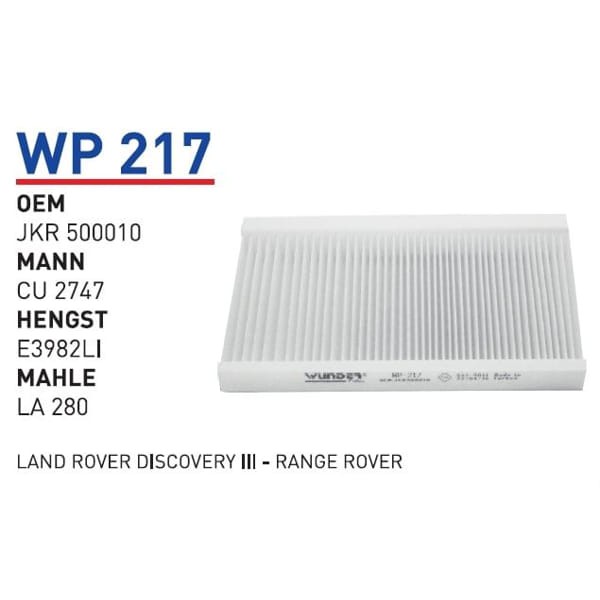 WUNDER WP217 Polen Filtresi Land Rover Discovery III - Range Rover