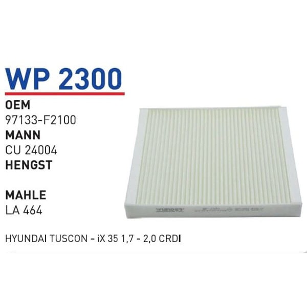 WUNDER WP2300 Polen Filtresi Hyundai Tucson - İx 35 1,7 - 2,0 CRDI 