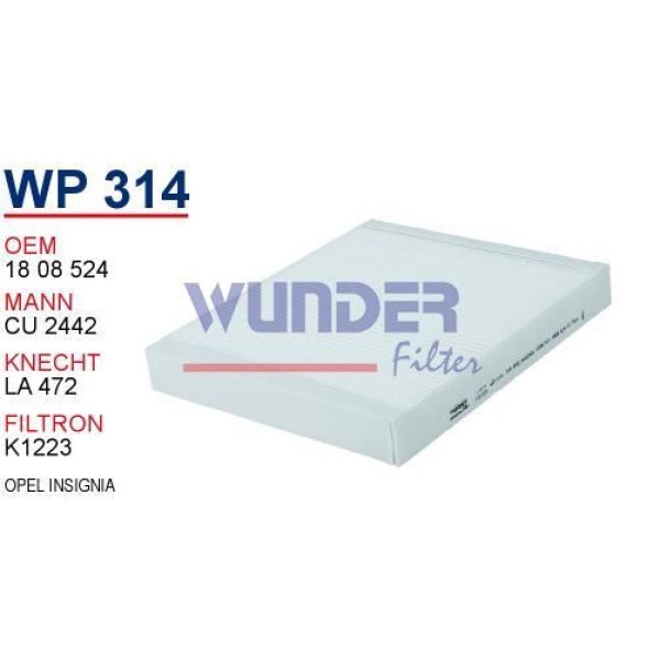 WUNDER WP314 Polen Filtresi Opel İnsignia-Astra J -Chevrolet Aveo-Cruze 