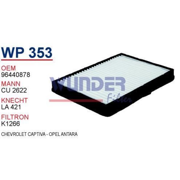 WUNDER WP353 Polen Filtresi Chevrolet Captiva - Opel Antara