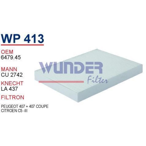 WUNDER WP413 Polen Filtresi 407 04- / C5 08- C6 06-