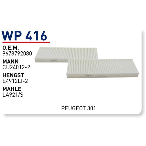 WUNDER WP416 Polen Filtresi İkili C-Elysee-301 Fn8415 Cu24012-2