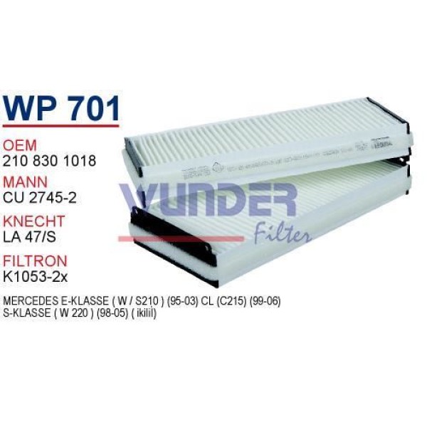 WUNDER WP701 Polen Filtresi Mercedes 210 Kasa E200 - E220 (İkili) 