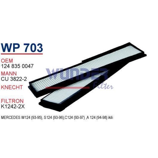 WUNDER WP703 Polen Filtresi Mercedes 124 Kasa Eklass (İkili) 