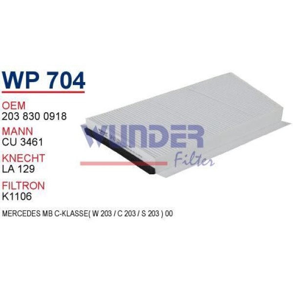 WUNDER WP704 Polen Filtresi Mercedes 203 Kasa C - Clk Klass