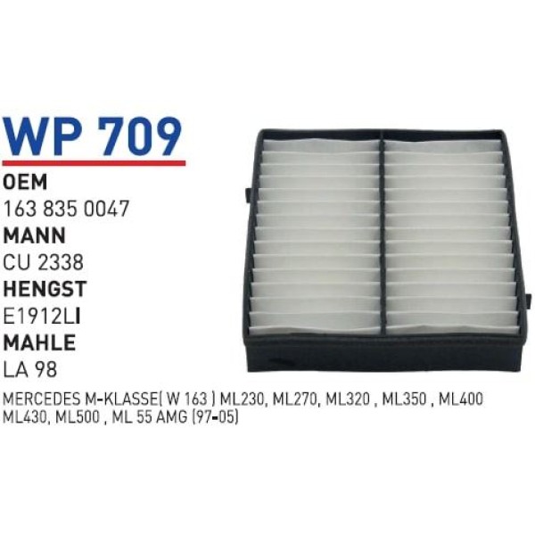 WUNDER WP709 Polen Filtresi Mercedes 163 Kasa Ml 320 - Ml 230 - Ml 430