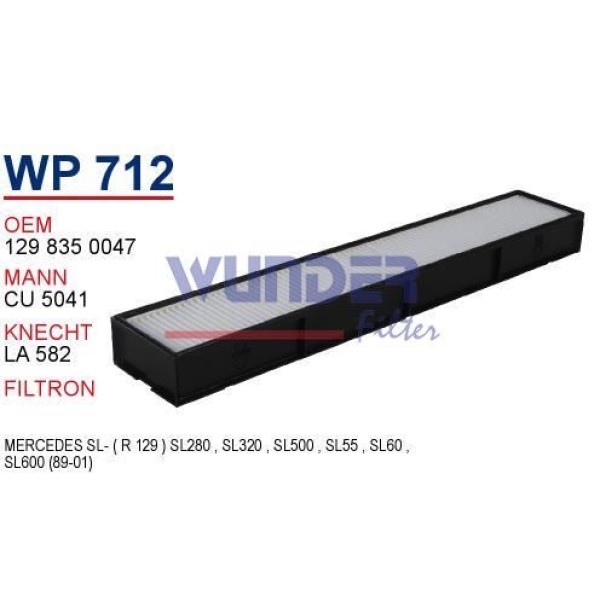 WUNDER WP712 Polen Filtresi Mercedes 129 Kasa Sl Klass 