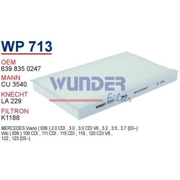 WUNDER WP713 Polen Filtresi Mercedes Vito II - Viano 