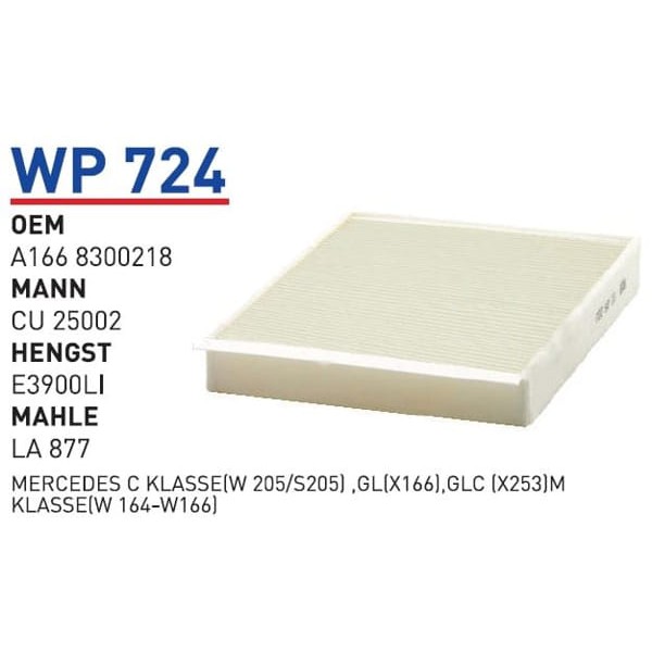 WUNDER WP724 Polen Filtresi Mercedes C Klasse(W 205/S205) ,Gl(X166),Glc (X253)M Klasse(W 164-W166) 