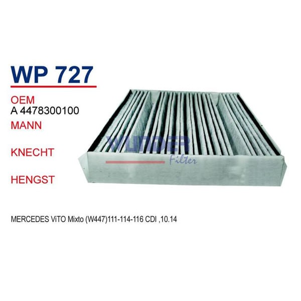 WUNDER WP727 Polen Filtresi Mercedes Vito Mixto (W447)111-114-116 Cdı ,10.14 