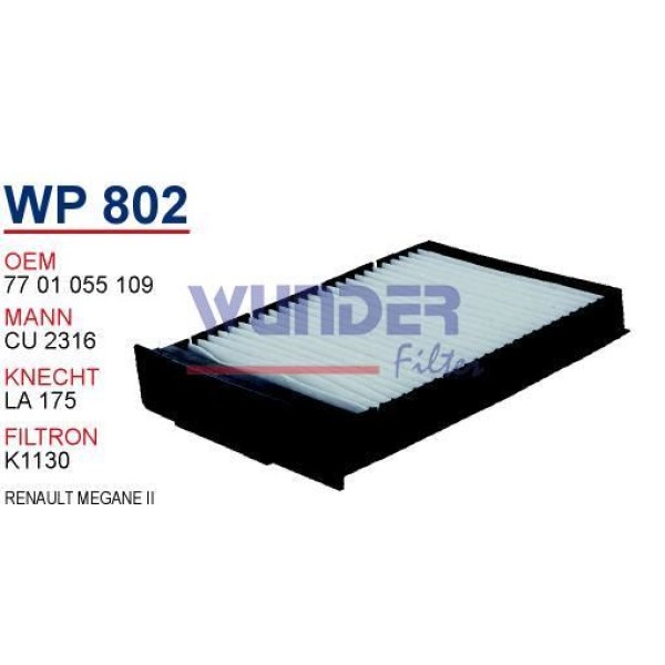 WUNDER WP802 Polen Filtresi Megane II Cu2316 Fn0110 