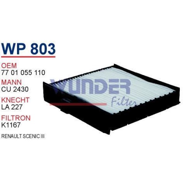 WUNDER WP803 Polen Filtresi Renault Scenic III