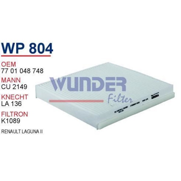 WUNDER WP804 Polen Filtresi Renault Laguna II 