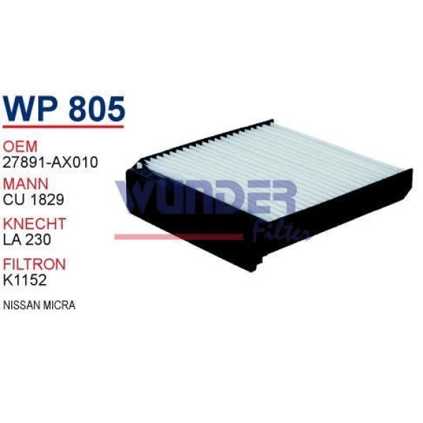 WUNDER WP805 Polen Filtresi Nissan Micra