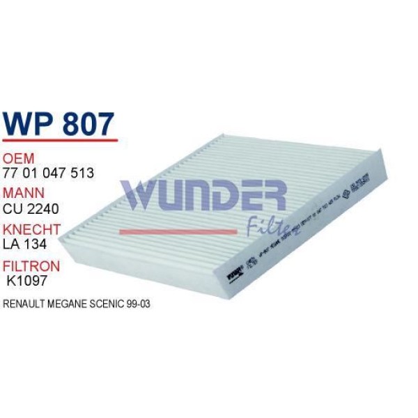 WUNDER WP807 Polen Filtresi Renault Megane Scenic 99-03 