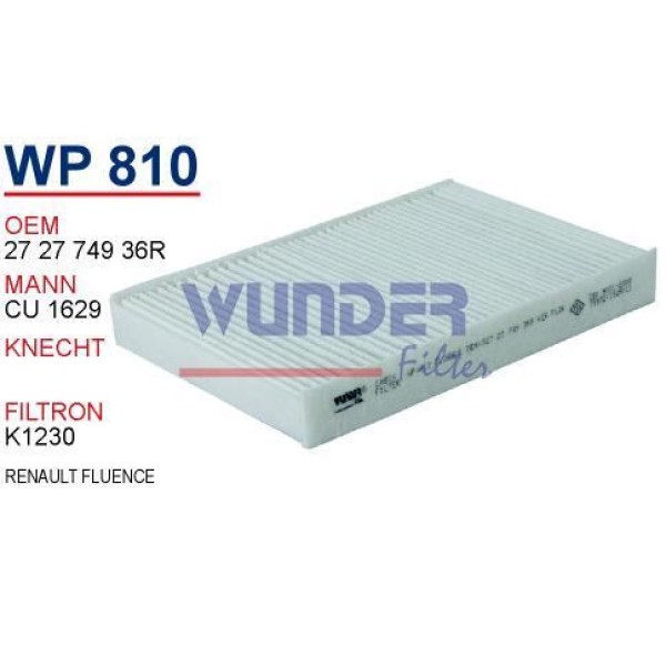 WUNDER WP810 Polen Filtresi Fluence 10- / Juke 10- Pulsar 14- Sentra 14-
