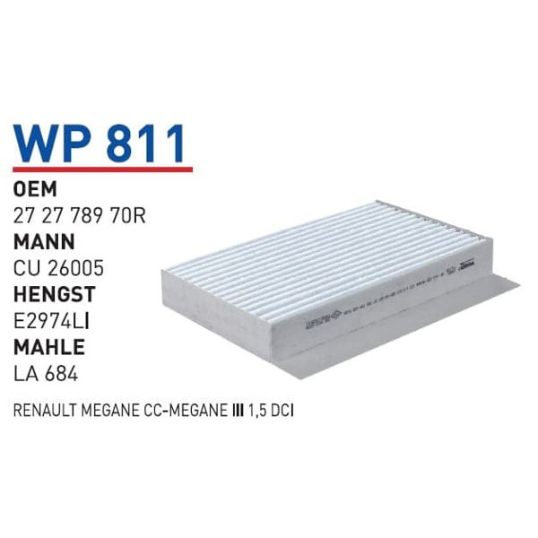 WUNDER WP811 Polen Filtresi Renault Megane Cc-Megane III 1,5 Dci