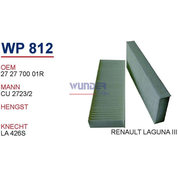 WUNDER WP812 Polen Filtresi Renault Laguna III Polen