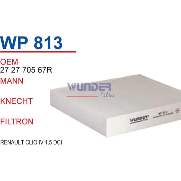 WUNDER WP813 Polen Filtresi CLIO IV 12- Captur 13- / Logan 13- Sandero 13- / Micra K14 16- Karbonlu 