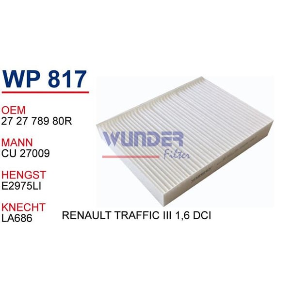 WUNDER WP817 Polen Filtresi Opel Vivaro B 1,6 Cdti