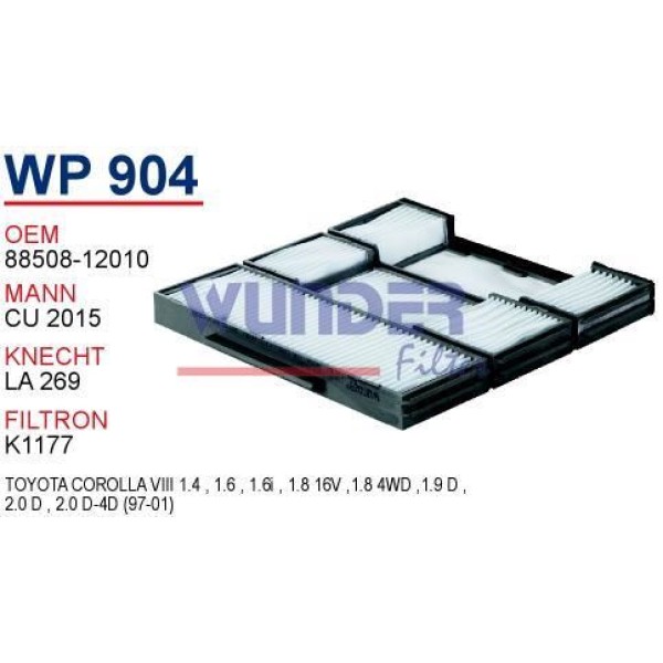 WUNDER WP904 Polen Filtresi Toyota Corolla (Katlanır) 