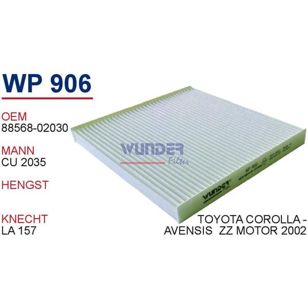 WUNDER WP906 Polen Filtresi Corolla 03-07 Avensis 03-08 
