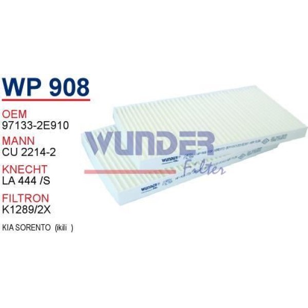 WUNDER WP908 Polen Filtresi Tucson 04- / Sportage 04- Çıftlı 