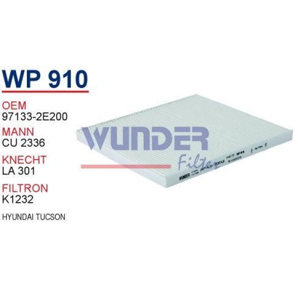 WUNDER WP910 Polen Filtresi Hyundai Tucson 04 - İ 40 - Genesis