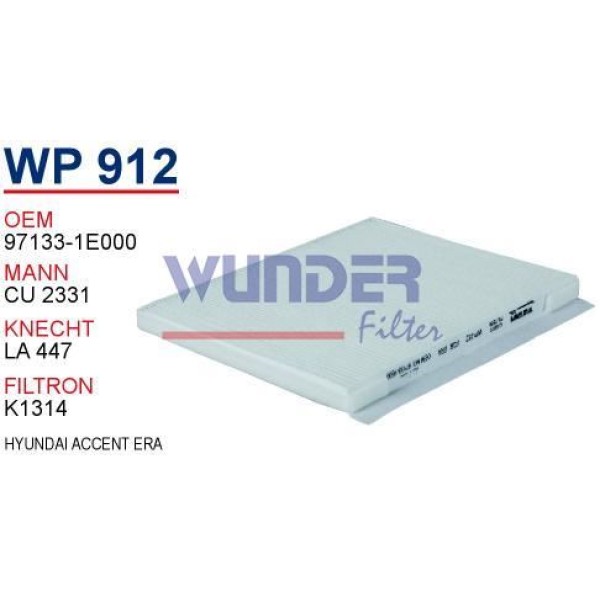 WUNDER WP912 Polen Filtresi Accent Era 07-11 I30 Elentra Cu2331