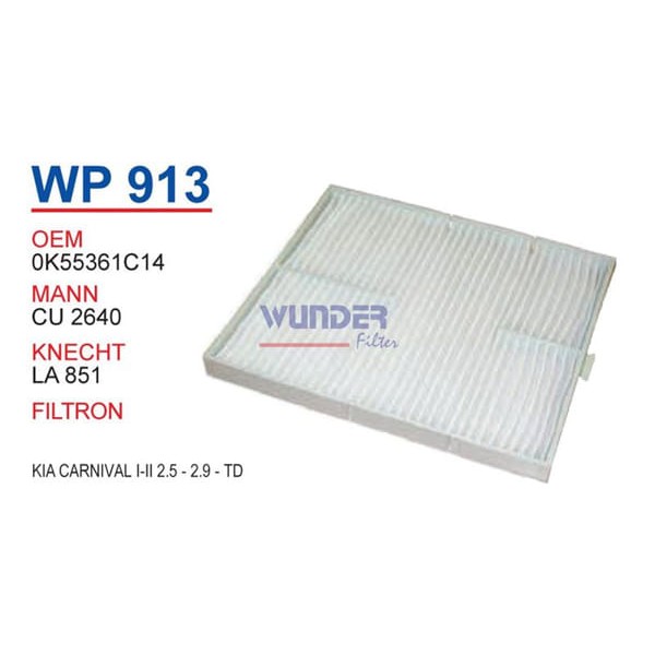 WUNDER WP913 Polen Filtresi Kia Carnival I-Iı 2,5-2,9 Td