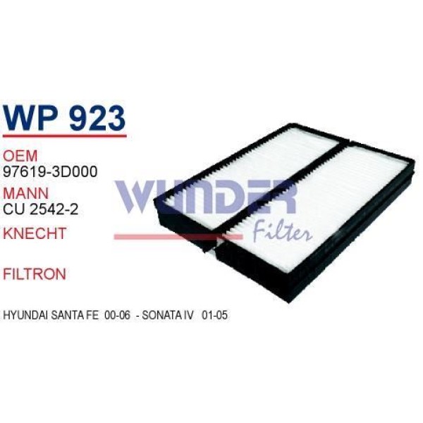WUNDER WP923 Polen Filtresi Hyundai Santa Fe 00-06 - Sonata IV 01-05