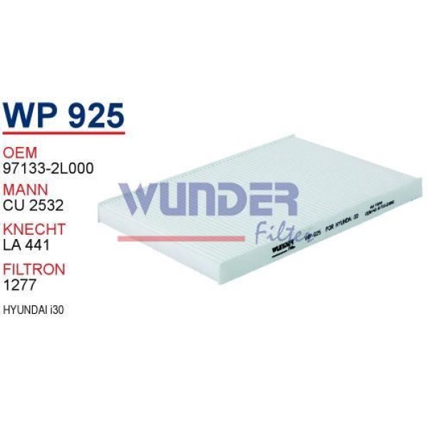 WUNDER WP925 Polen Filtresi Hyundai İ30 