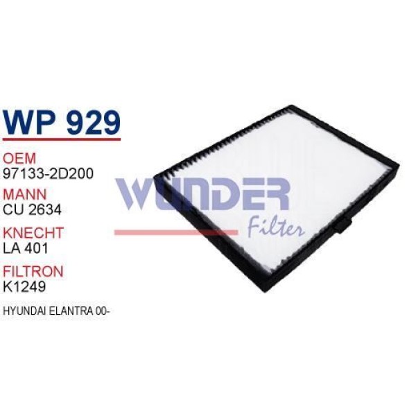 WUNDER WP929 Polen Filtresi Elantra 00-06 