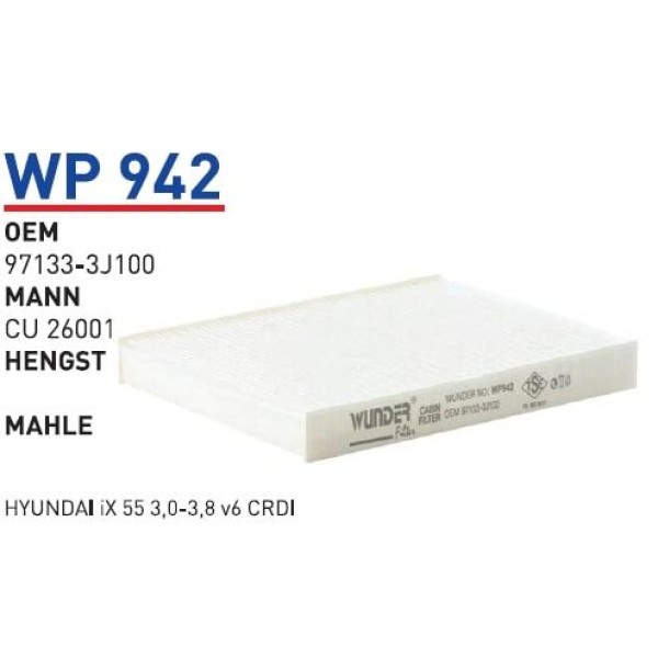 WUNDER WP942 Polen Filtresi Hyundai İx 55 3,0-3,8 V6 CRDI 