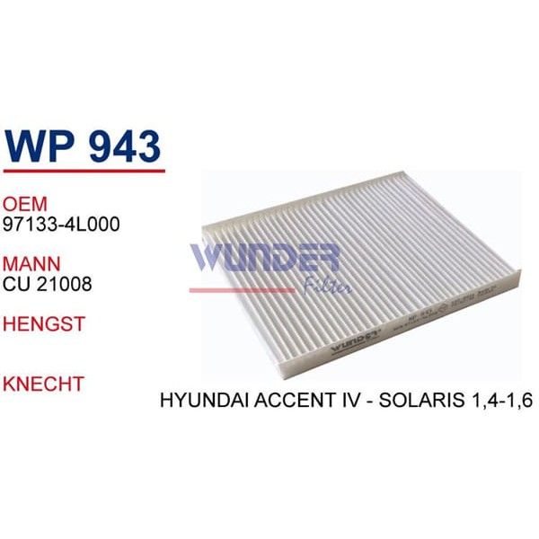 WUNDER WP943 Polen Filtresi Hyundai Accent IV - Solaris 1,4-1,6