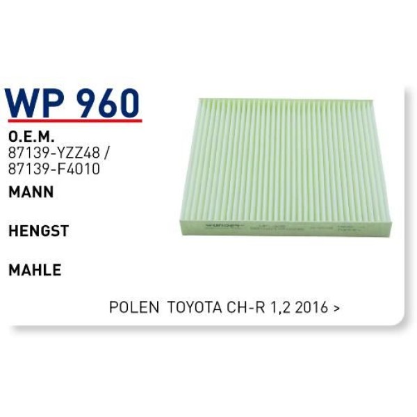WUNDER WP960 Polen Filtresi Toyota Ch-R 1,2 2016 -